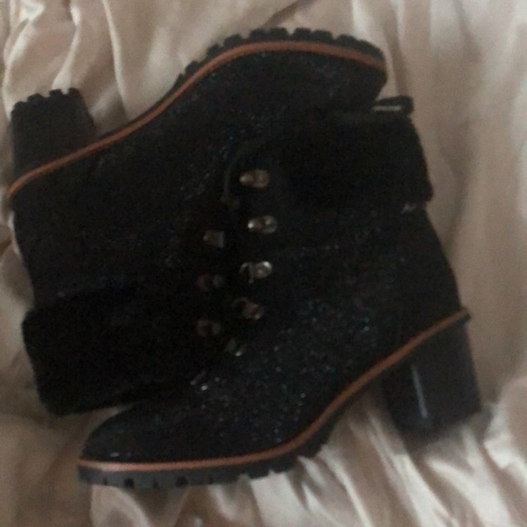 Nanette Lepore Sparkly Black Booties with Laces NWOT Sz 8.5 - Picture 6 of 10